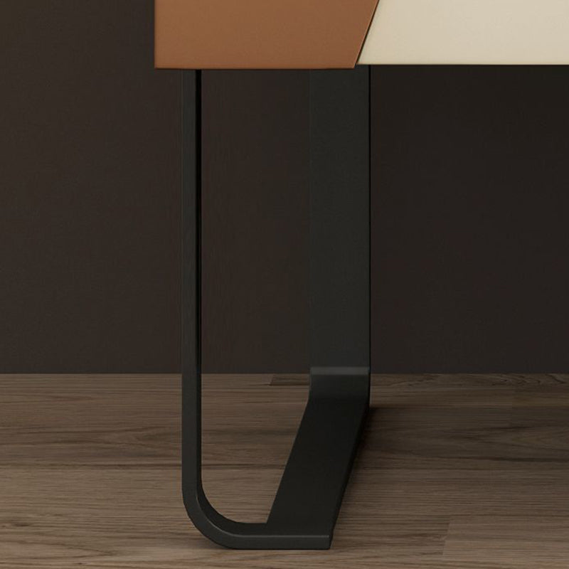 Contemporary Wood Steel Drawer Side Table