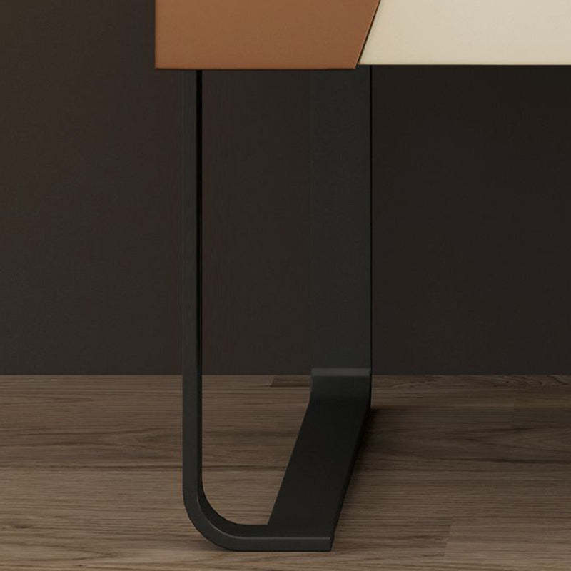 Contemporary Wood Steel Drawer Side Table