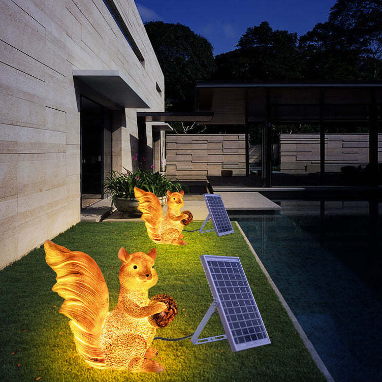 Solar Rabbit Squirrel Resin LED Outdoor Landscape Light