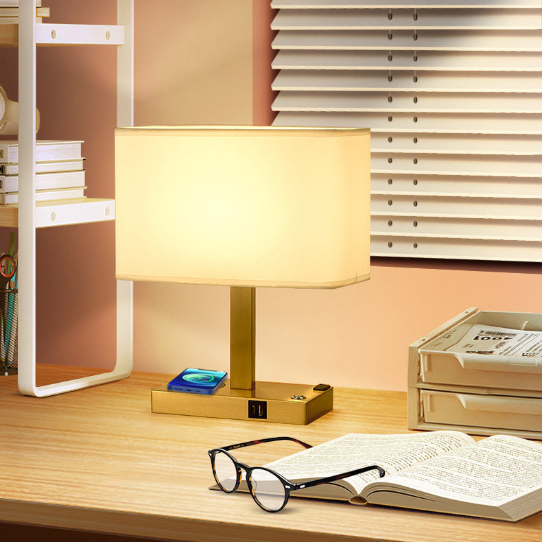 Minimalist Rectangular Cloth Iron Table Lamp