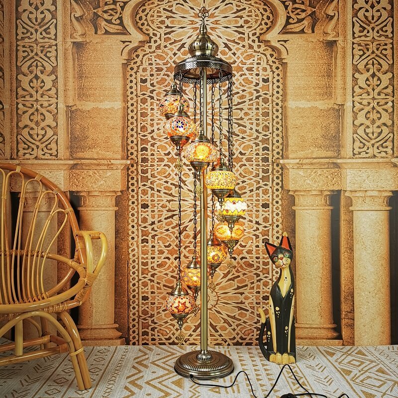 Retro Turkish Moroccan Globe 9-Light Floor Lamp