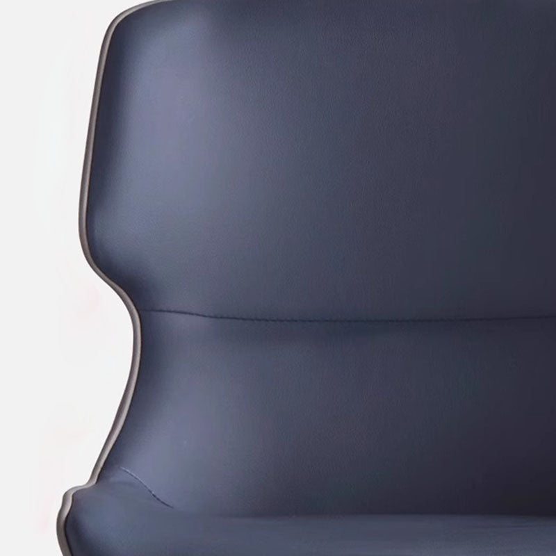 Modern PU Leather Steel Cushion Dining Chair — Dark Gray