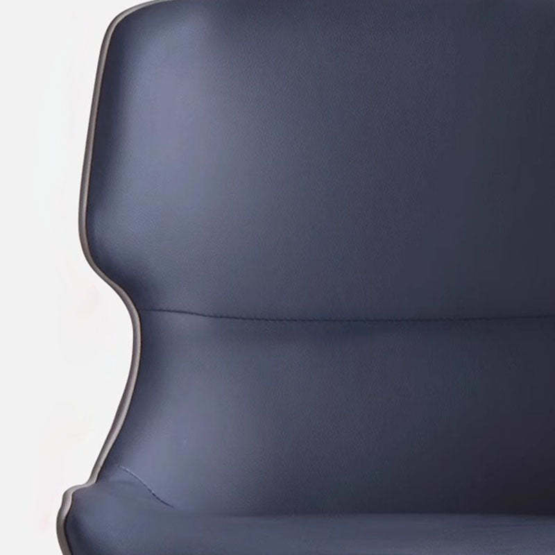 Modern PU Leather Steel Cushion Dining Chair — Dark Gray