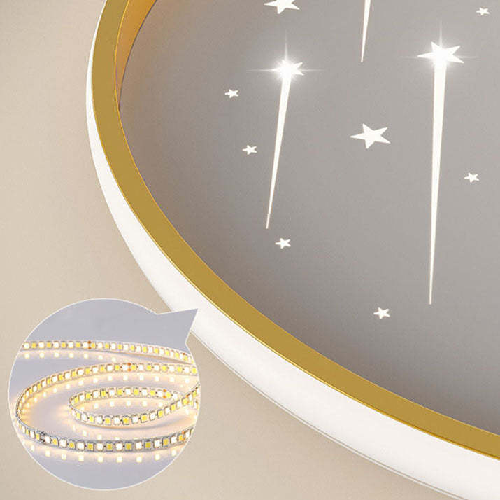 Modern Iron Round Kids LED Flush Mount Light