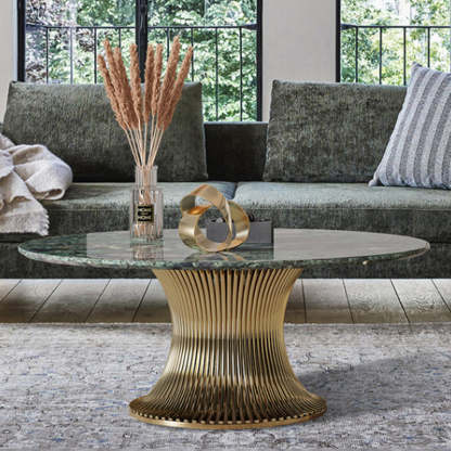 Contemporary Marble Steel Coffee Table Set