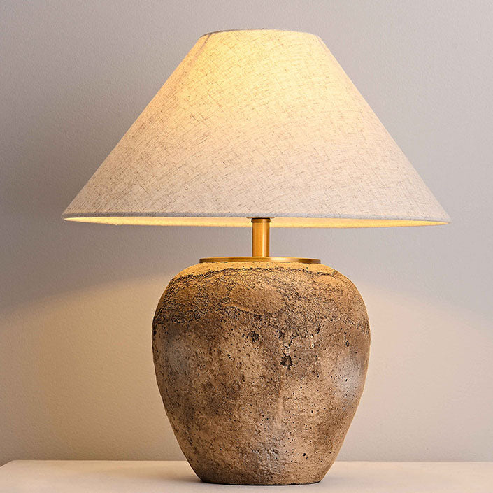 Shabby Chic Cone Fabric Ceramic Jar Table Lamp
