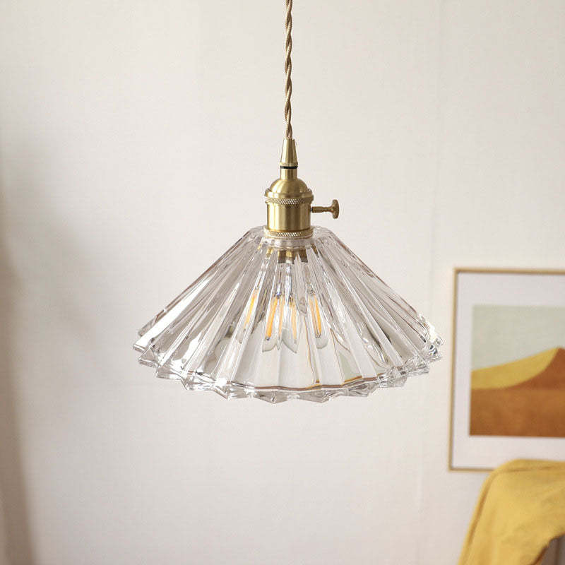 Nordic Vintage Clear Brass Glass Pendant