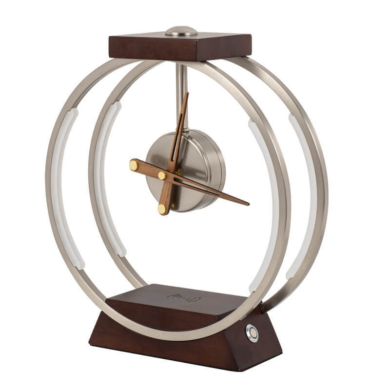Luxury Clock Wireless Charging LED Touch Table Lamp
