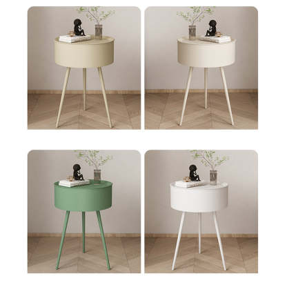 Minimalist Round Iron 1-Storage Nightstand
