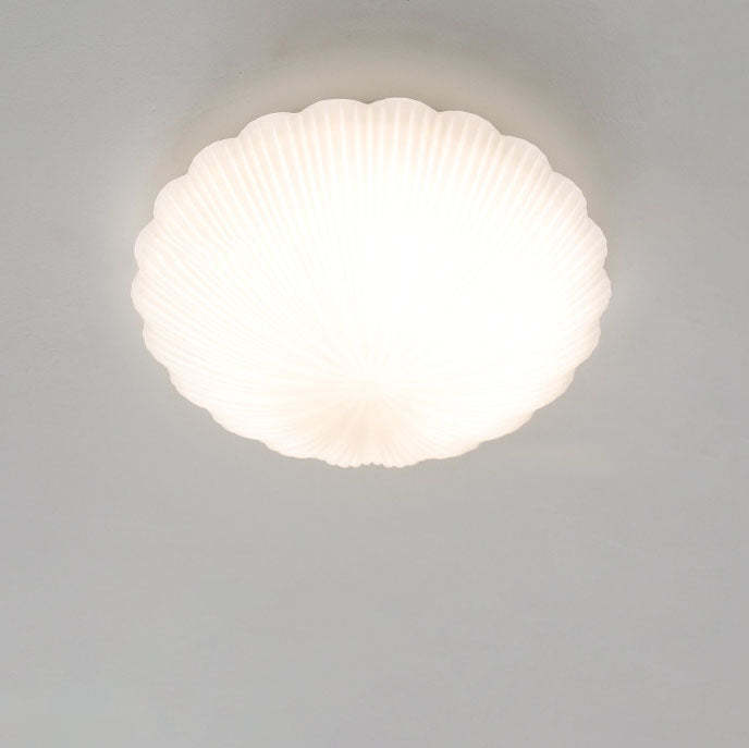 Modern French Cream Shell Glass LED Flush Mount Light