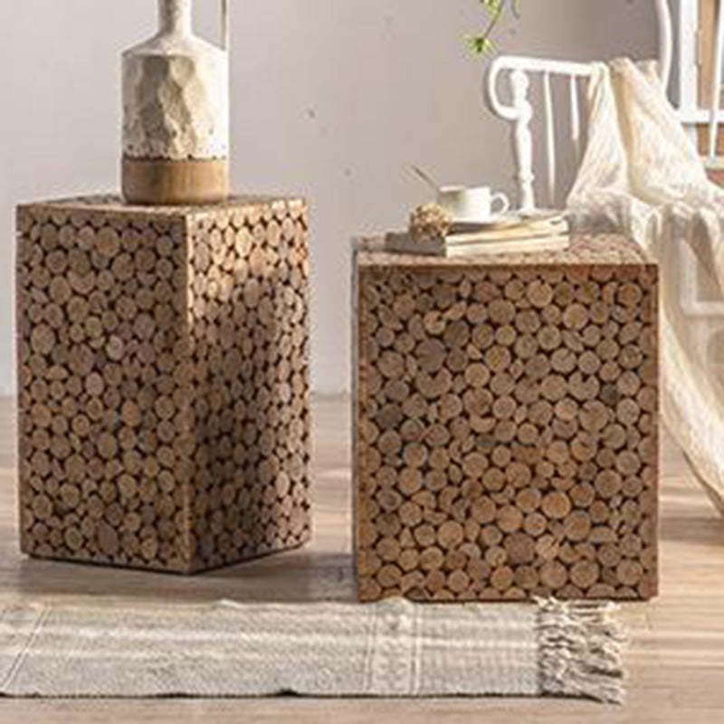 Vintage Geometric Wood End Table