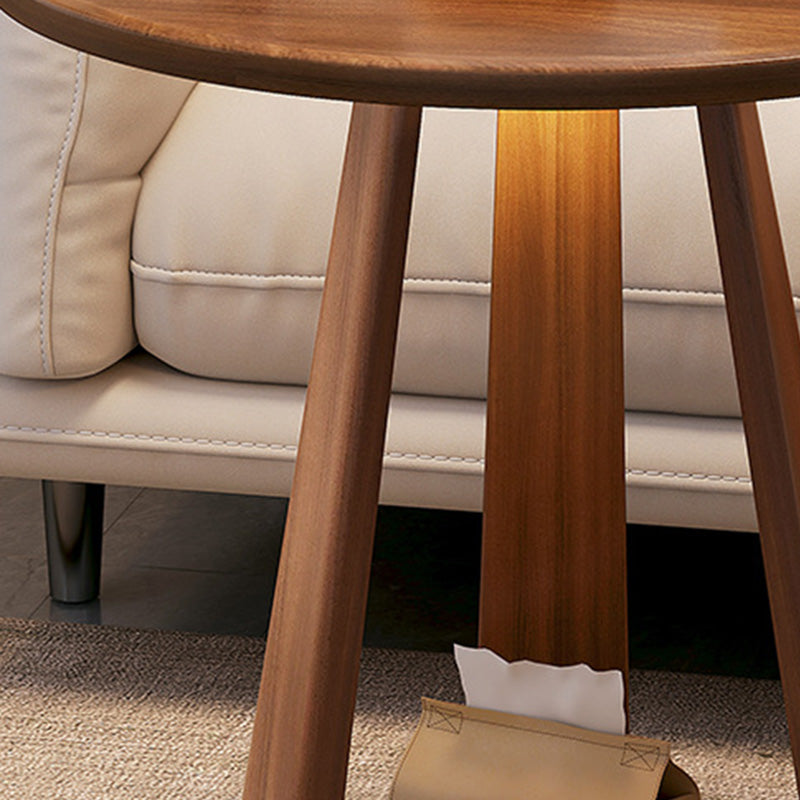 Minimalist Tripod Wood 2-Tier Coffee Table