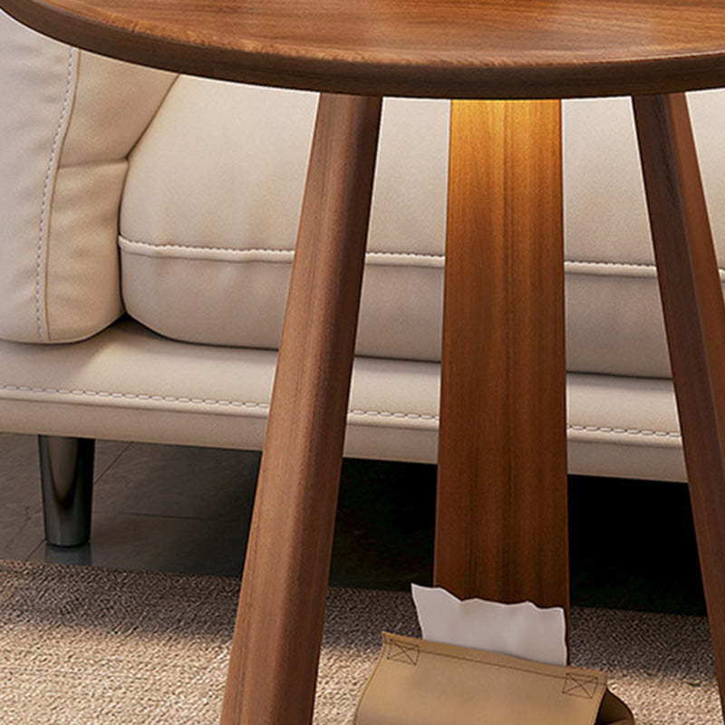 Minimalist Tripod Wood 2-Tier Coffee Table