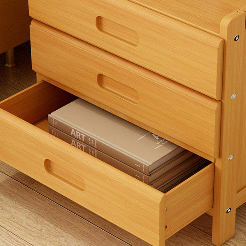 Minimalist Bamboo Coat Rack Nightstand 1/3-Drawer — C / Wood Color