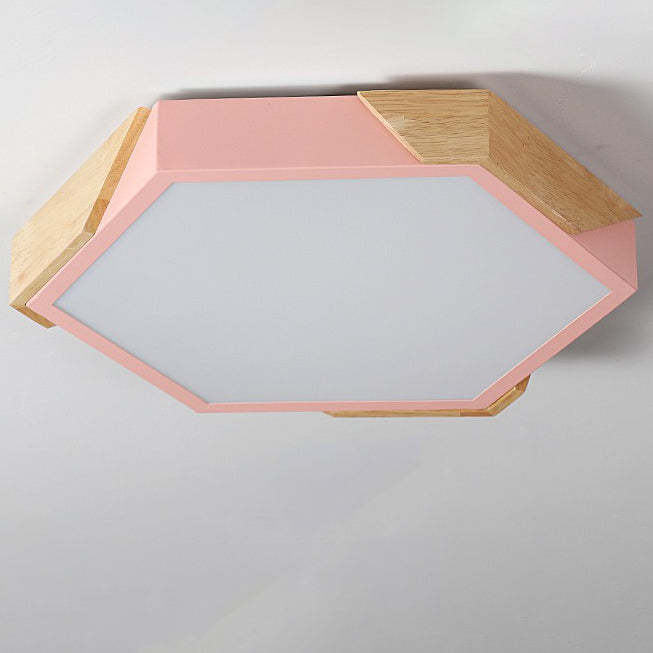 Scandinavian Hexagonal Macaron Flush Mount Light