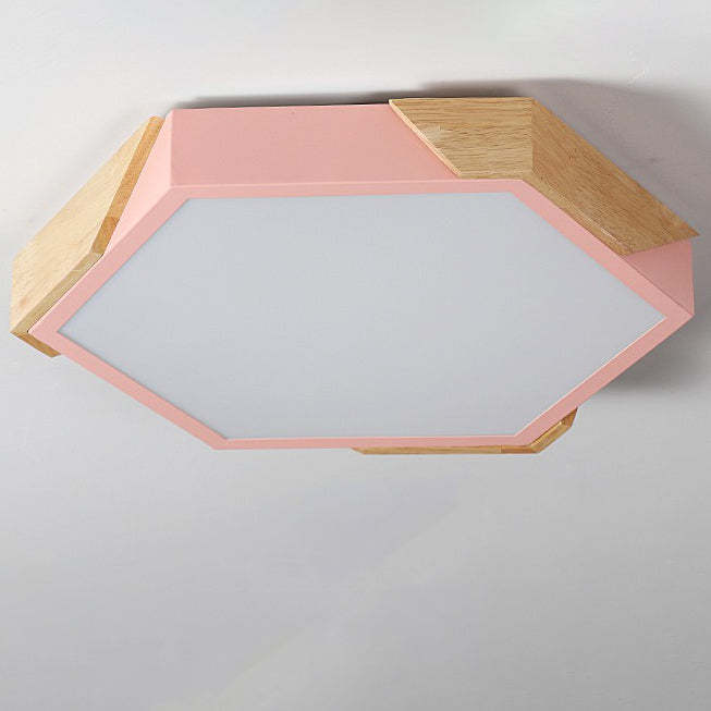 Scandinavian Hexagonal Macaron Flush Mount Light