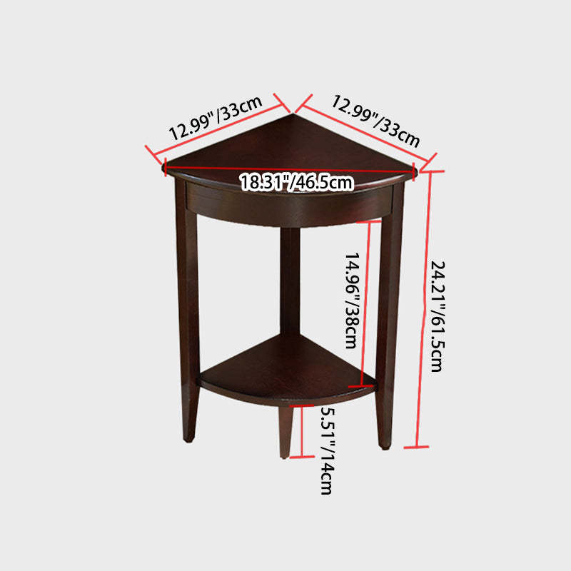 Retro Triangle Rubberwood 2-Tier Side Table