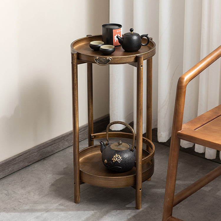 Chinese Bamboo Tray 2-Tier End Table
