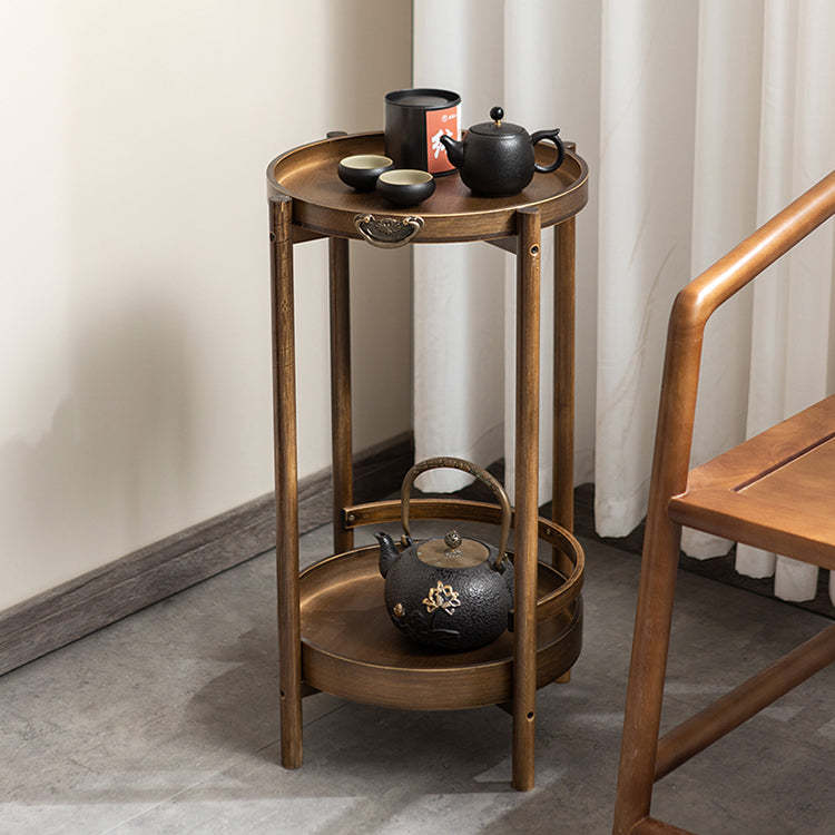 Chinese Bamboo Tray 2-Tier End Table