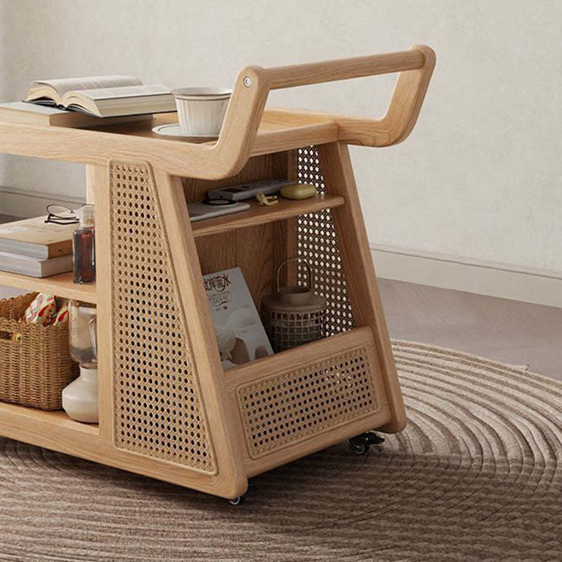 Retro Solid Wood 3-Tier Movable End Table