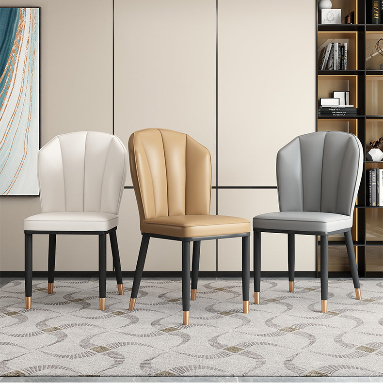 Modern Leather Steel Shell Dining Chair