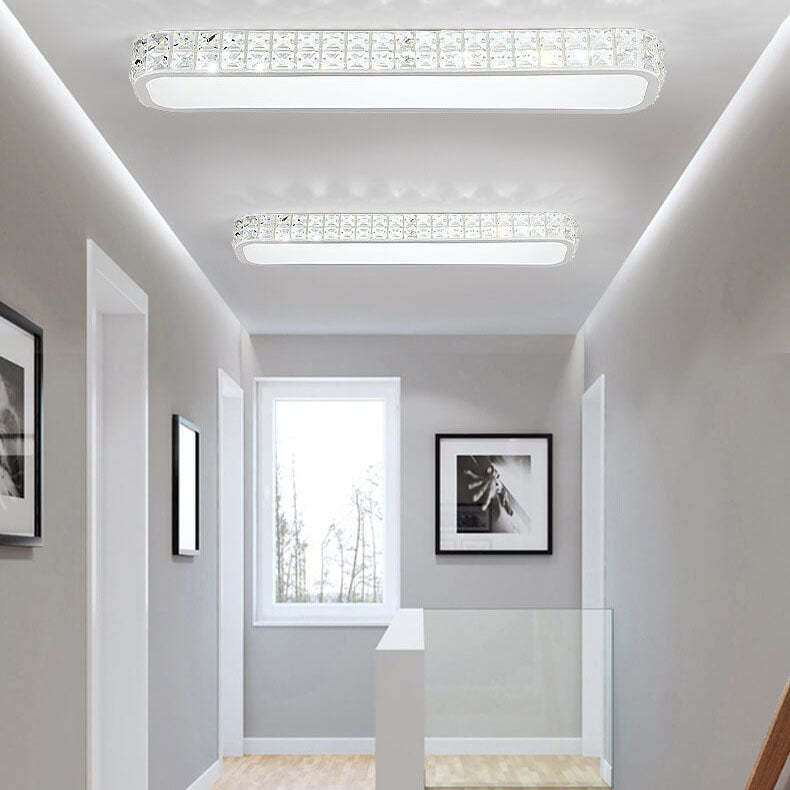 Modern Crystal Strip Acrylic LED Flush Mount Light — Small - White / Warm Light (3000K) / 220V-240V For UK/AU