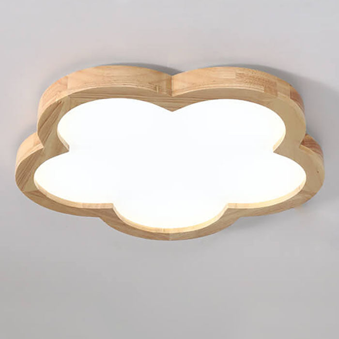 Nordic Solid Wood Flower LED Slim Kids Flush Light — White Light (5000K) / 110V-120V For US/CA