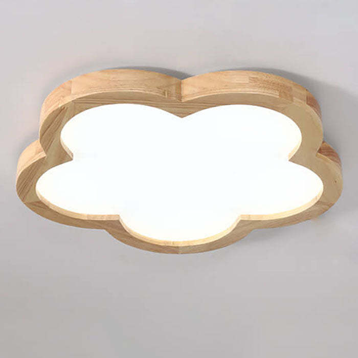 Nordic Solid Wood Flower LED Slim Kids Flush Light — White Light (5000K) / 110V-120V For US/CA
