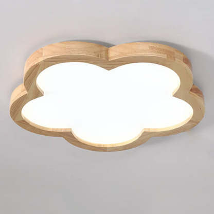 Nordic Solid Wood Flower LED Slim Kids Flush Light — White Light (5000K) / 110V-120V For US/CA