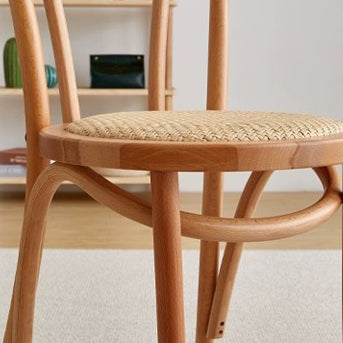Chinese Wood Rattan Four-Leg Dining Chair — B / Walnut