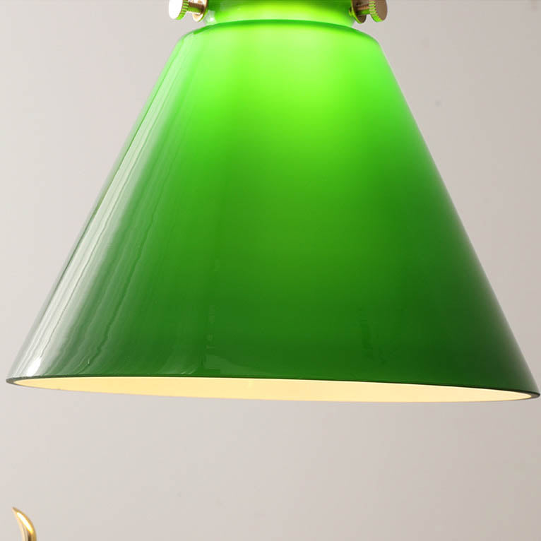 Retro Green Cone Glass Copper Pendant Light