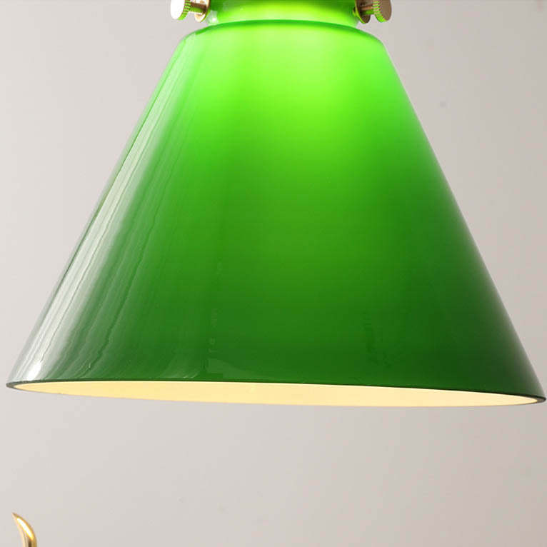 Retro Green Cone Glass Copper Pendant Light
