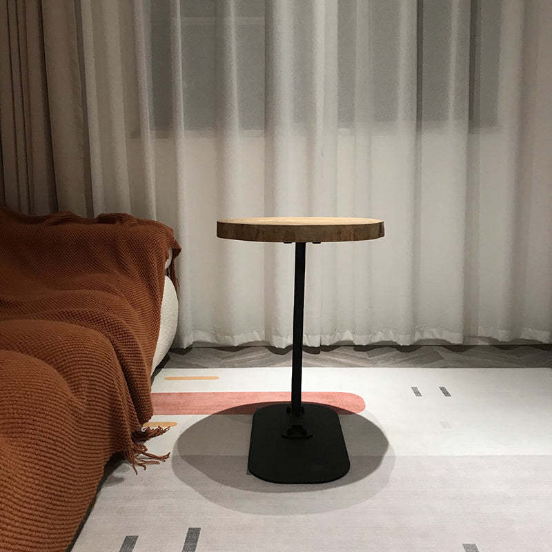 Japanese Annual Ring Wood Iron End Table