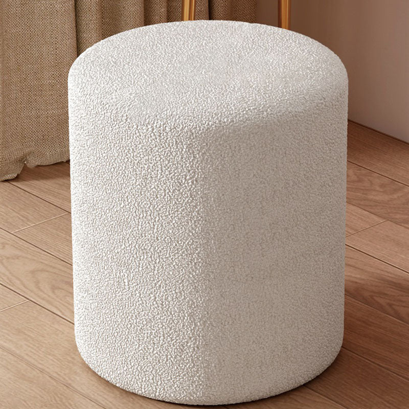 Minimalist Cylinder Lambswool Wood Vanity Stool - St