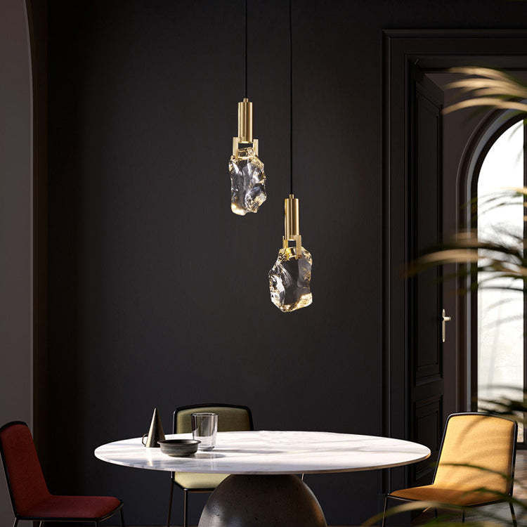Modern Luxe Copper Crystal Stone Pendant — White Light (5000K) / 110V-120V For US/CA