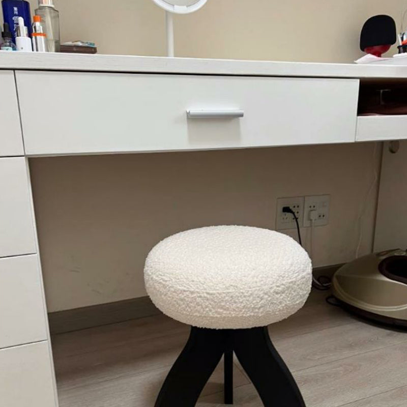 Contemporary Round Lambswool Velvet Footstool