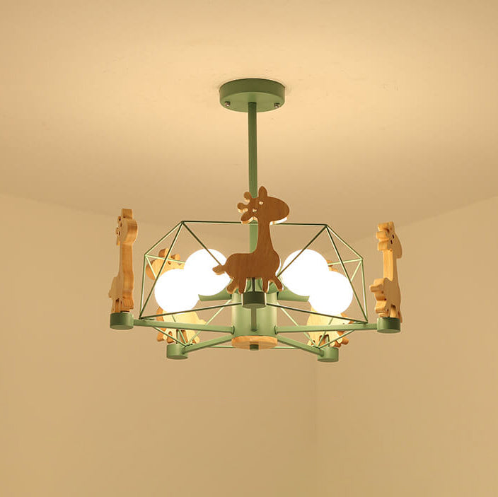 Scandinavian Childlike Giraffe Ceiling Light — Pentagram / Pink / 220V-240V For UK/AU