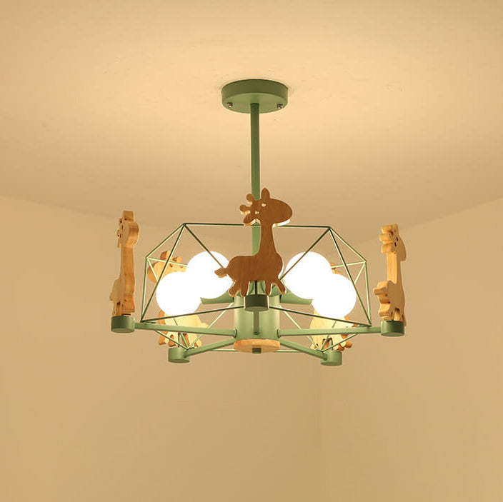 Scandinavian Childlike Giraffe Ceiling Light — Pentagram / Pink / 220V-240V For UK/AU