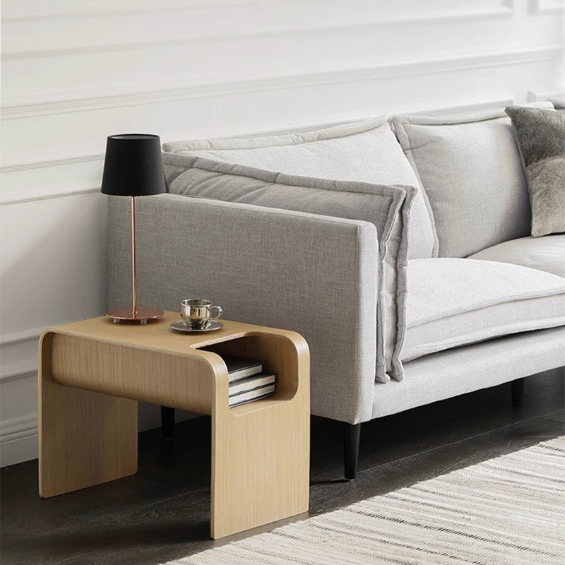 Minimalist Wood Storage End Table — Walnut Color
