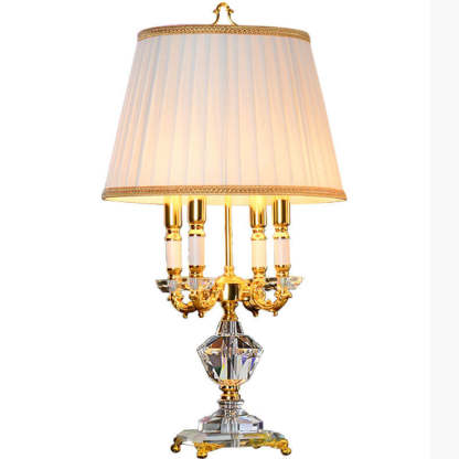 European Fabric Candle Crystal 4-Light Table Lamp