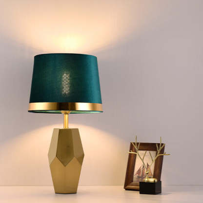 Luxury Art Fabric Metal Geometric Lamp — Push Button Switch / 220V-240V For UK/AU / Blue