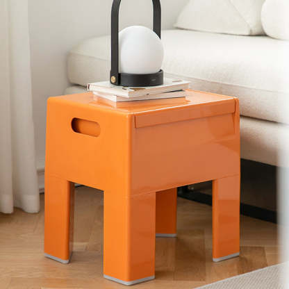 Contemporary Backless Plastic Chair — White
