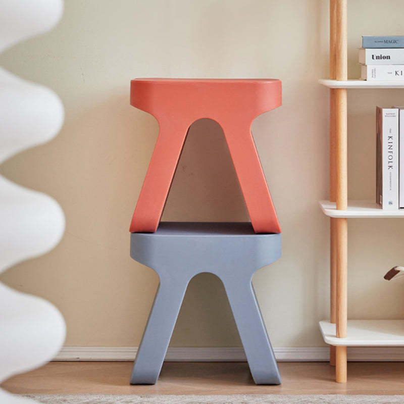 Minimalist Rectangular Plastic Stool — Black