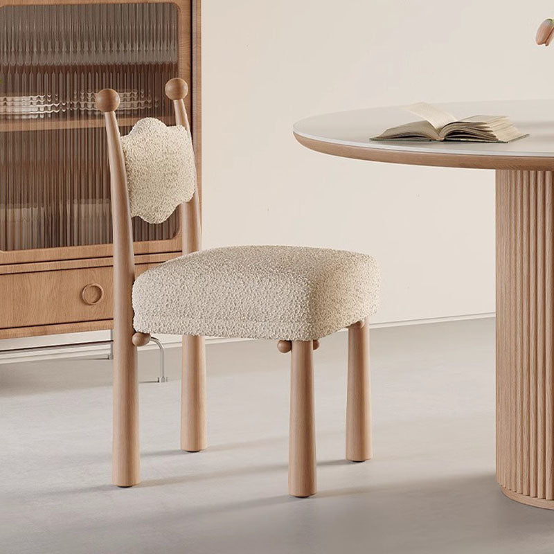 Modern Vertical Wood Lambswool Dining Chair