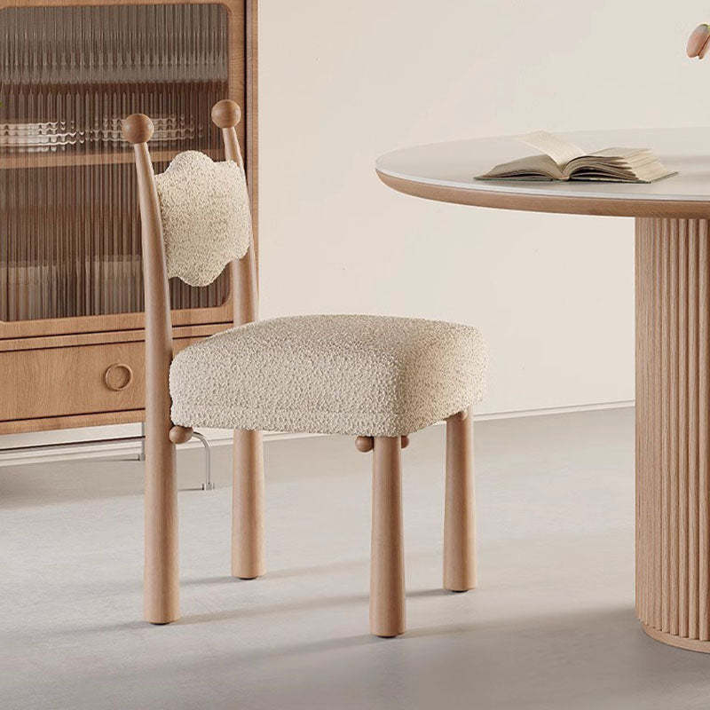 Modern Vertical Wood Lambswool Dining Chair