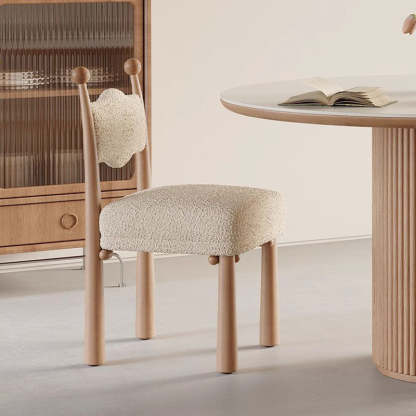Modern Vertical Wood Lambswool Dining Chair