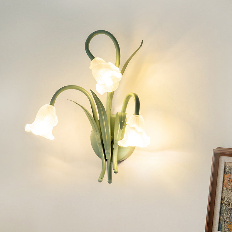 Contemporary Floral Iron Glass Sconce