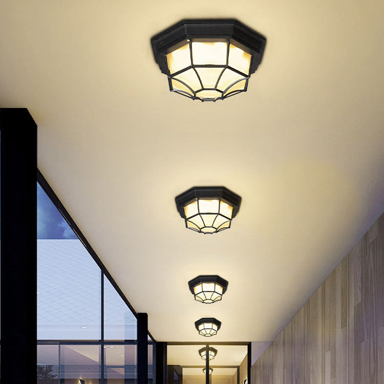 Modern round octagon black flush mount lighting — Small / 3-Color Changeable / 220V-240V (UK/AU