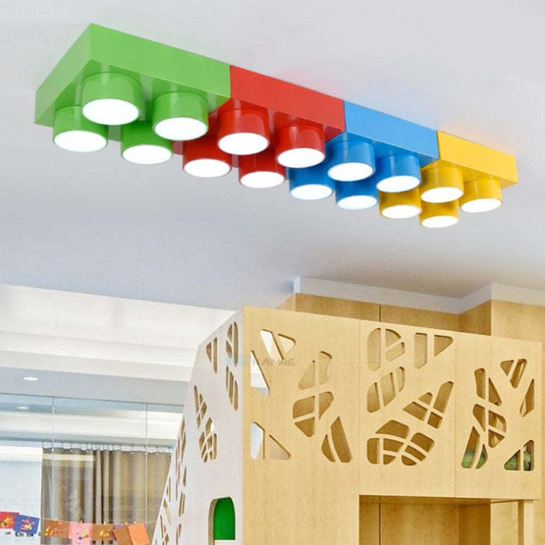 Contemporary Building Block Iron Flush Mount Light