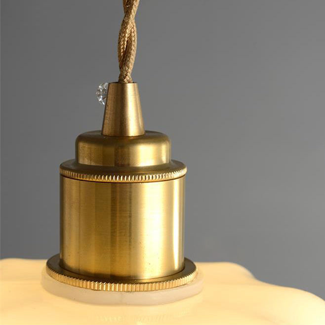 Vintage Cylindrical Brass Glass Pendant Light